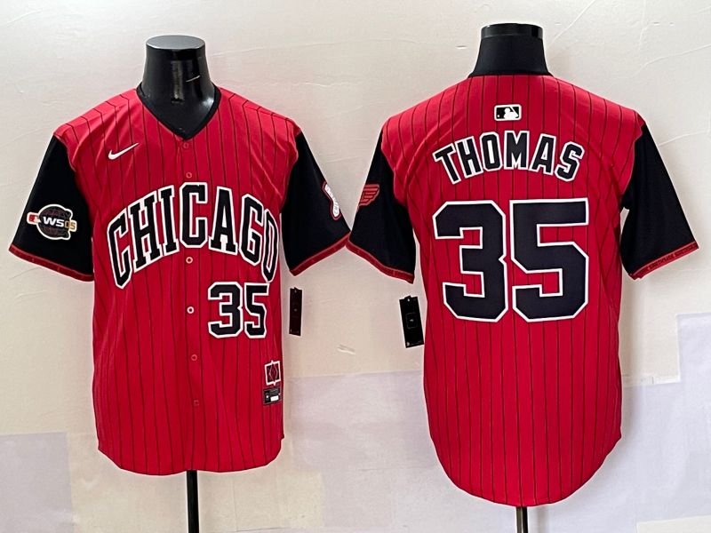 Men 2025 Chicago White Sox #35 Thomas Red Stripe Joint Name Nike MLB Jersey style 39